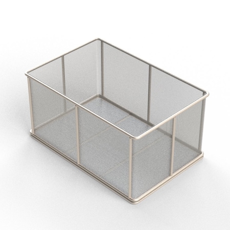 Anysizebasket Rectangular Wire Mesh Basket: 18Lx12Wx9H, 304 SS, 5/16 Rod Frame, No Handles, Mesh: 30 x .012 TMT-180120090-N30S